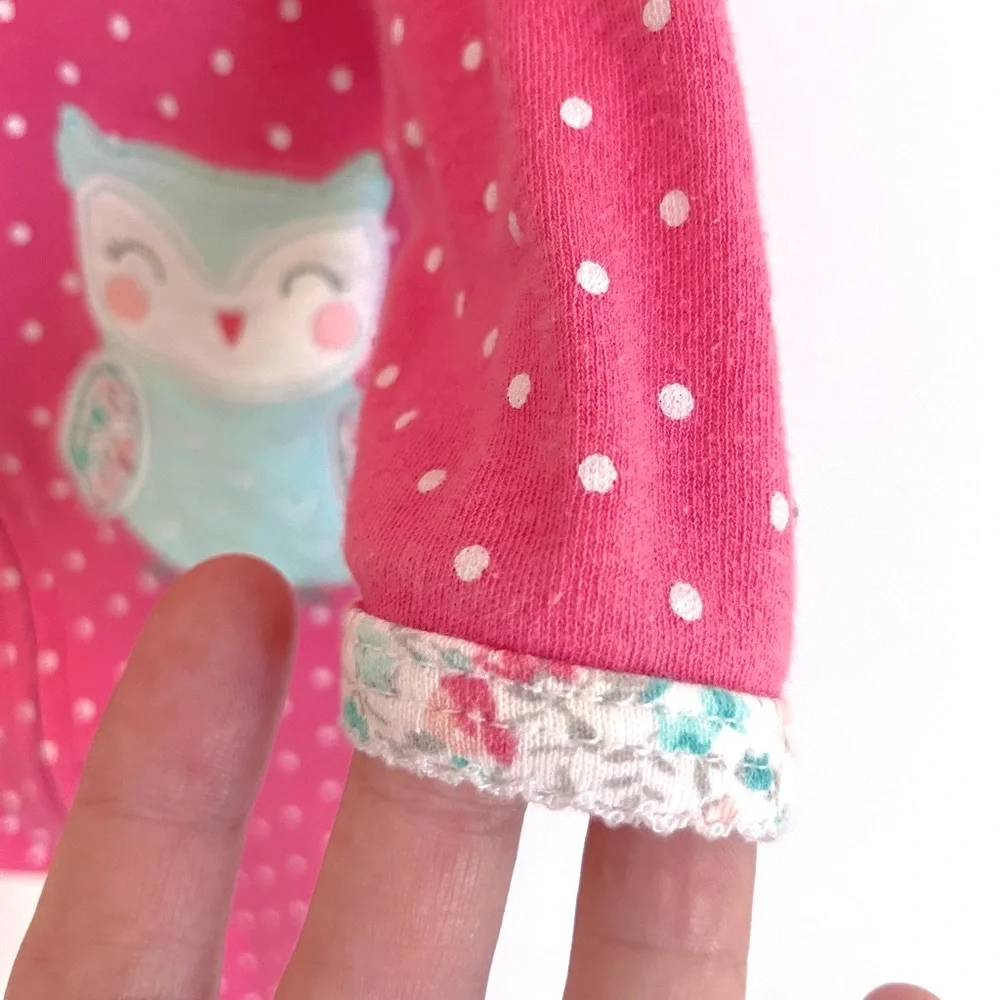 4/$20💥Owl Baby Girl Footie Sleeper One Piece, Pink & White Polka Dots - Picture 6 of 11